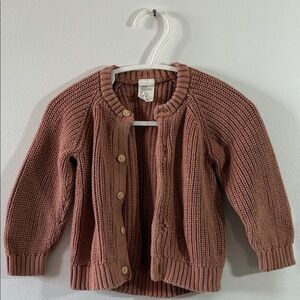 H&M Cotton Knit Cardigan In Warm Cocoa Colour, 6-9M, PRELOVED